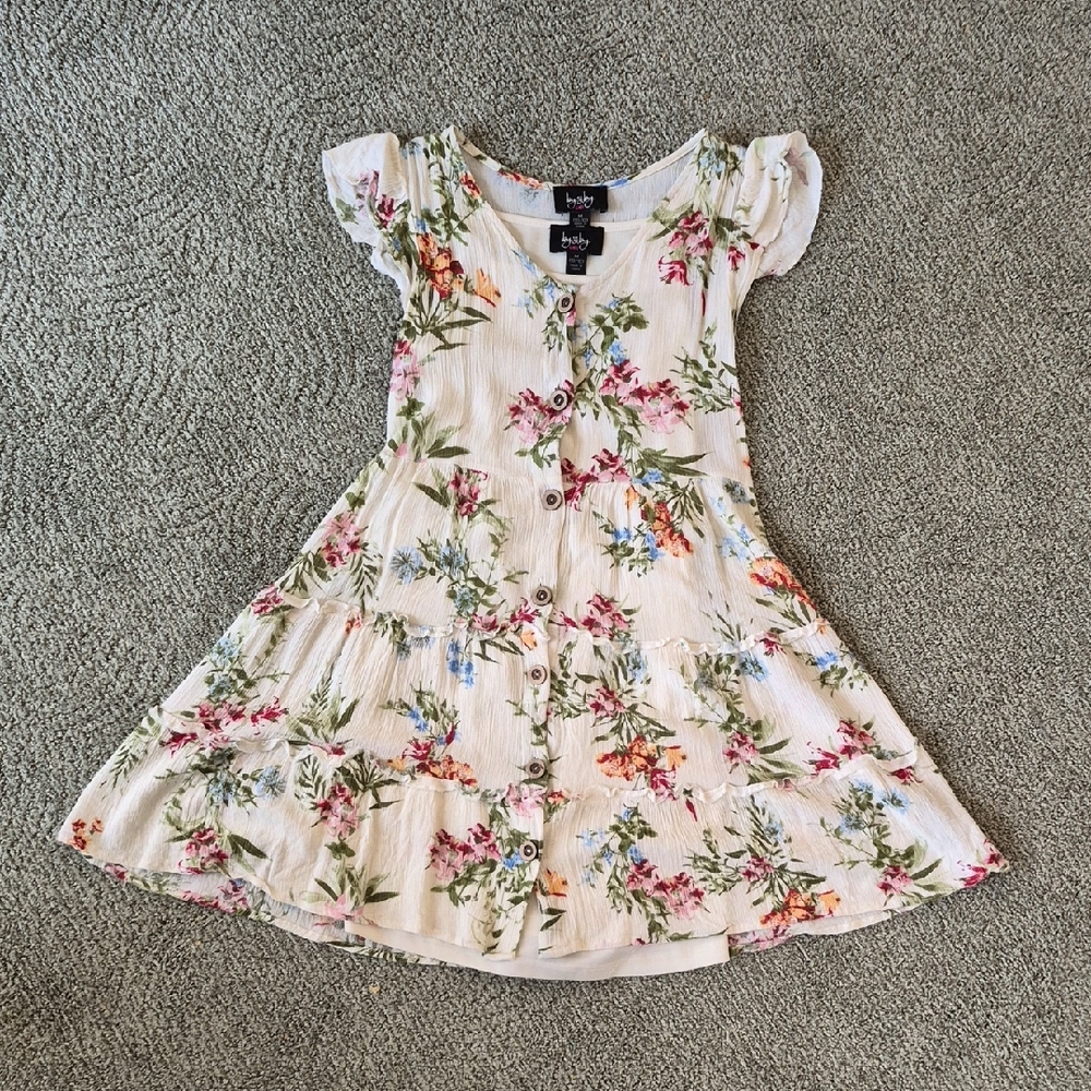 by & by Floral Kids Dress with Button-Down Front